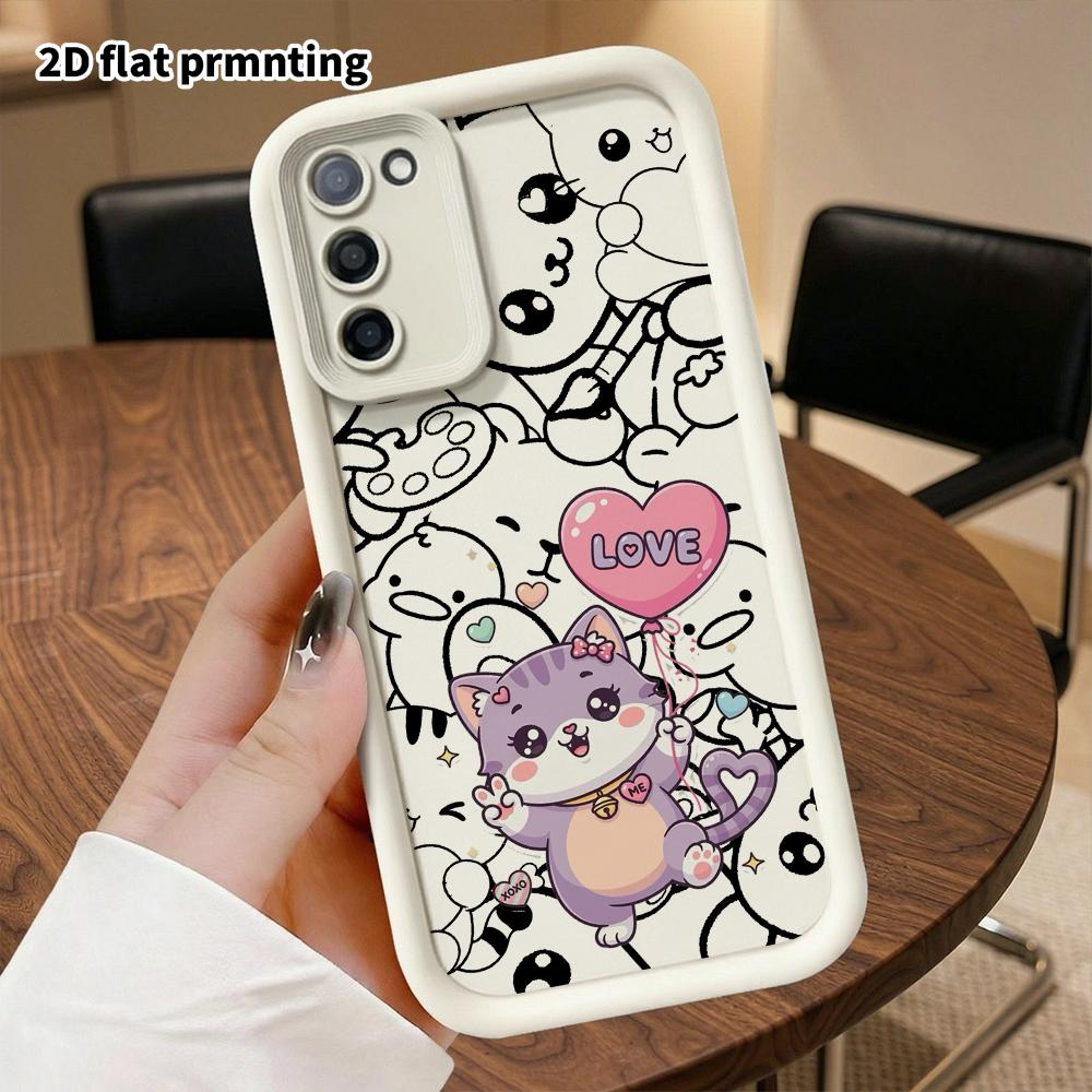 Phone case: 2D flat, suitable for Samsung Galaxy A34 A35 M05 M06 S20 S22 S21 FE Plus 5G protective case, purple heart, perfect Christmas and Halloween