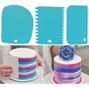 3 PCS Dough Scraper Bowl Scraper Cake Scraper Plastic Dough Cutter Serrated Edge Scraper Curved Edge Scraper Food Scraper for Bread Dough Cake, Blue