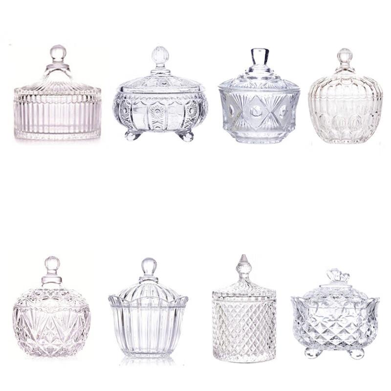 Small Cylindrical Transparent Glass Candy & Storage Box