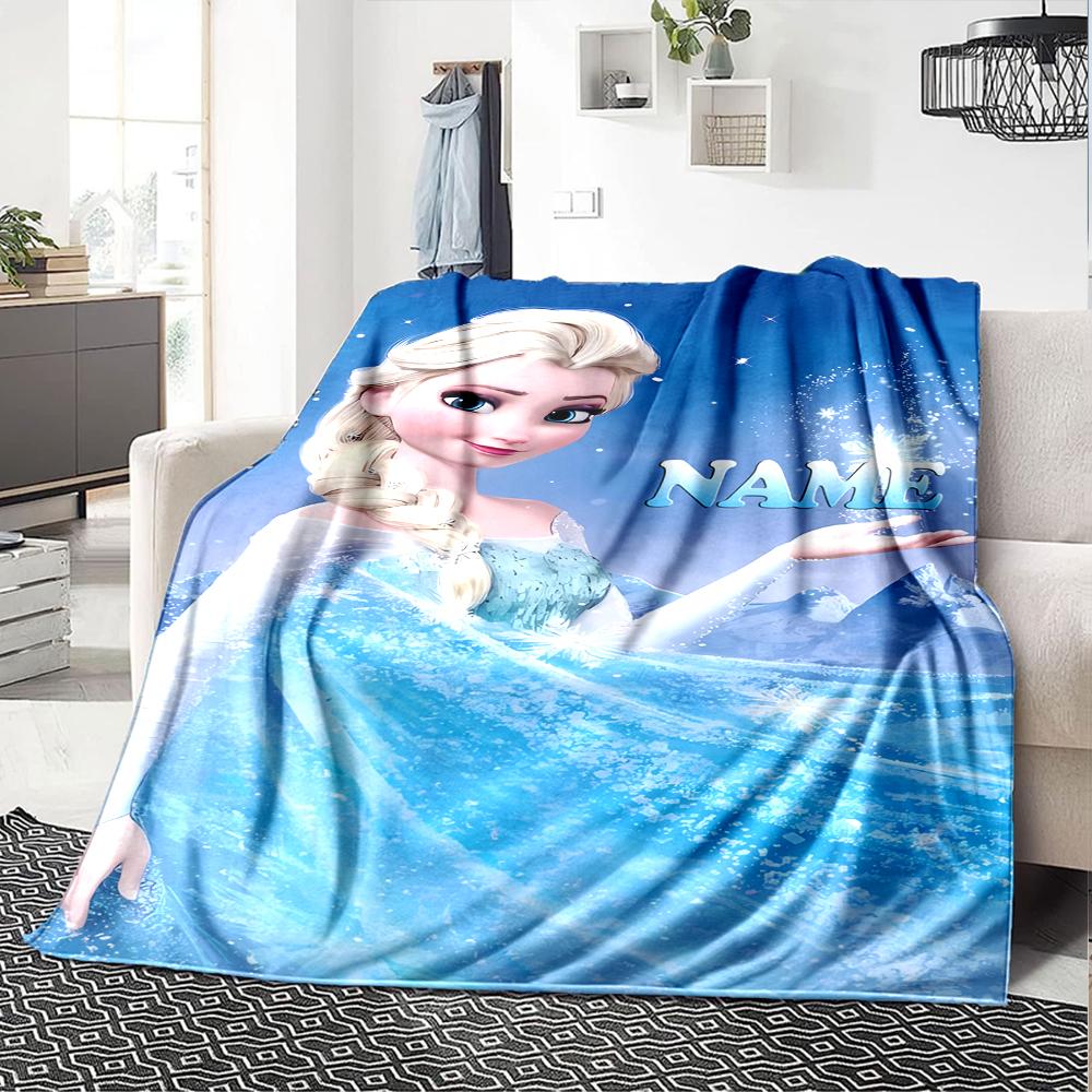 Customiz Name Personality Elsa Frozen Blanket Soft &Warm Sofa Office Bed Travel Lunch Break Blanket, Gift Suitable All Seasons