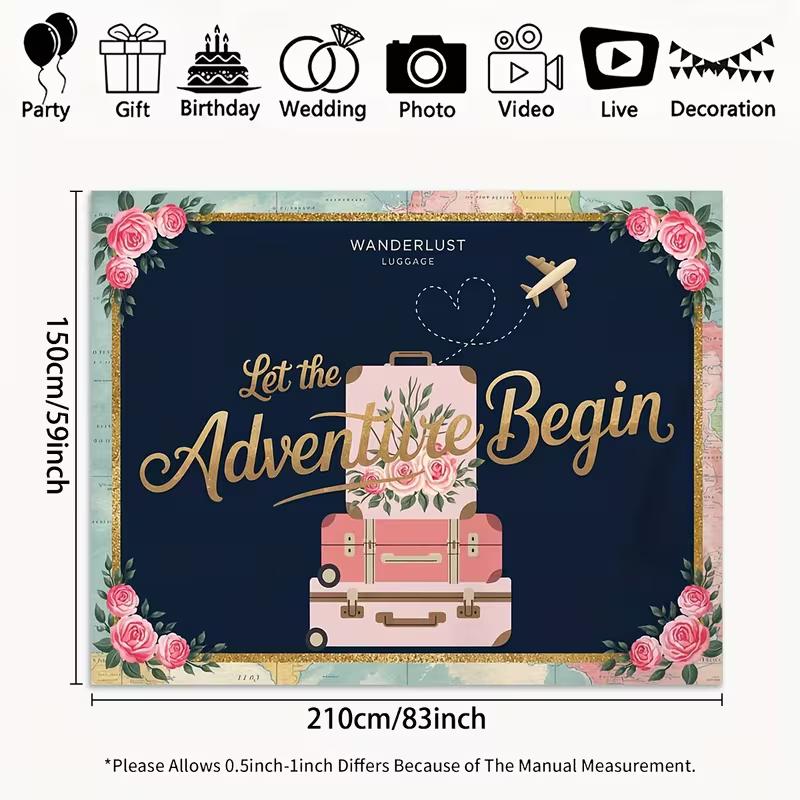 

2D World Map Border Adventure Backdrop Bridal Shower Travel Party Decor 47.2x31.5inch/120*80cm