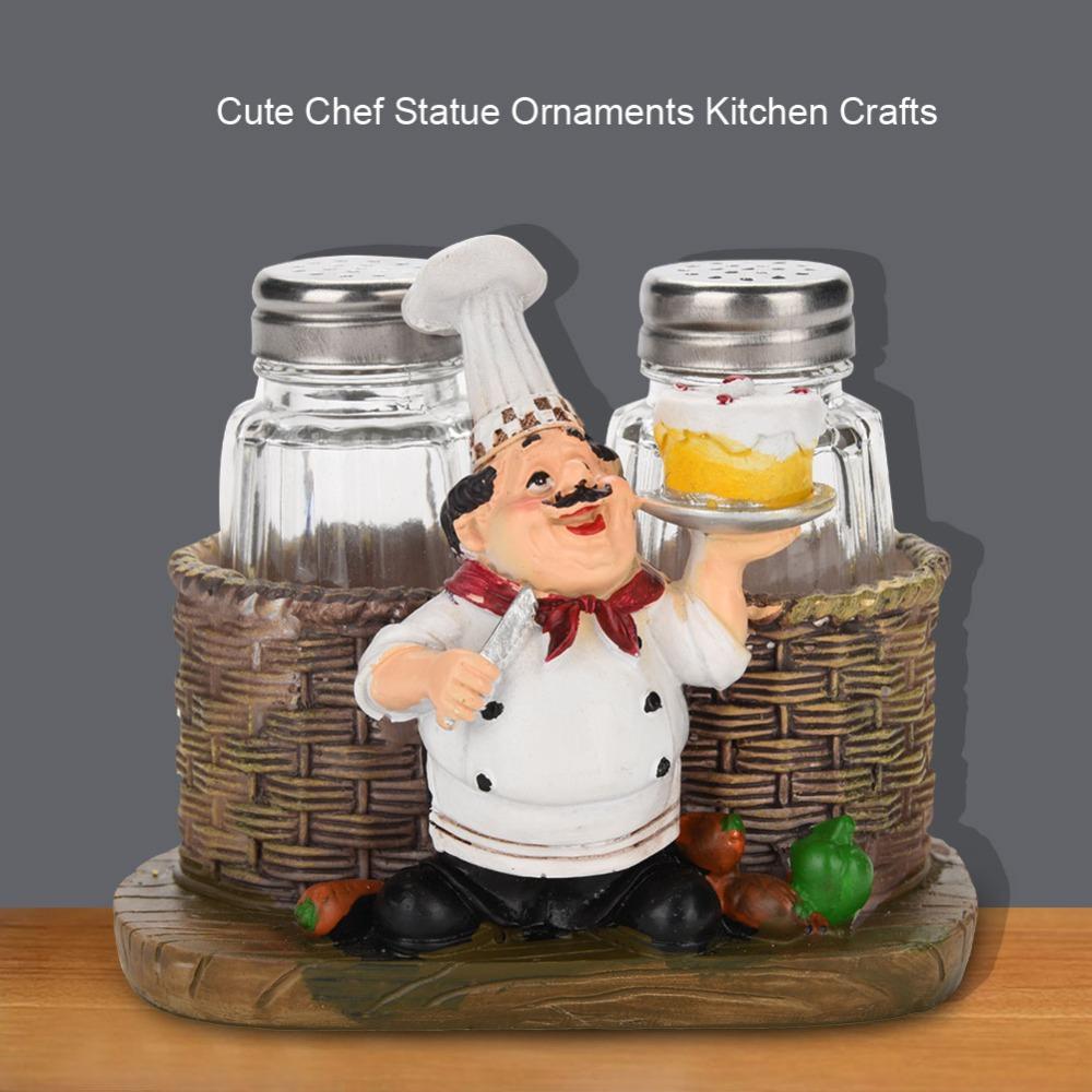 Resin Chef Seasoning Bottle Ornament Exquisite Cute Seasoning Bottle Ornament Creative Durable Chef Figurine Shaker