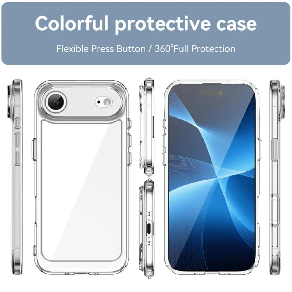 Fashion Clear PC+TPU Soft Silicon Phone Case for IPhone 17 Air 16 15 14 Plus 13 12 11 Pro Max Bumper Anti-Drop Protect Cover