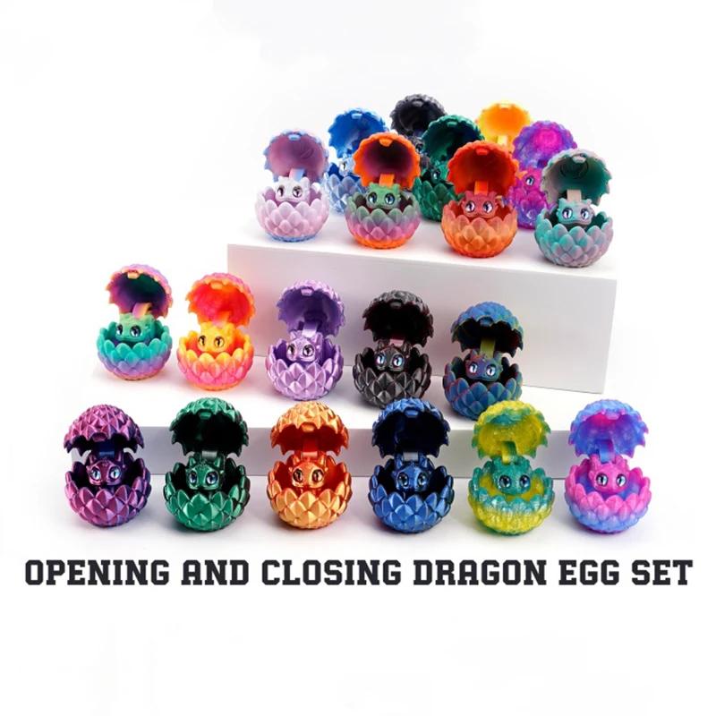 Q Version Creative 3D Printable Hatchable Mini Dragon Egg Set Hatchling Model Halloween Easter Gifts & Desktop Decorations