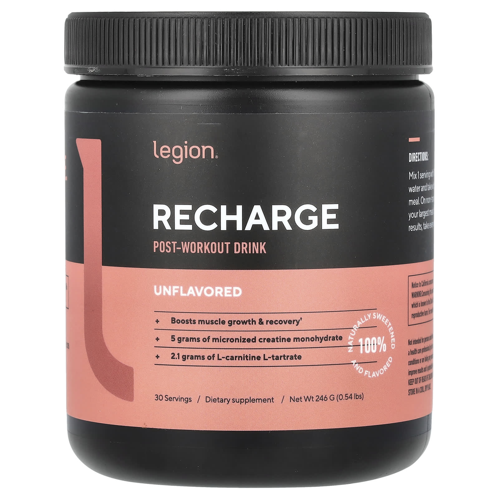 

Recharge, Post-Workout Drink, Unflavored, 246G(0.54Lbs)