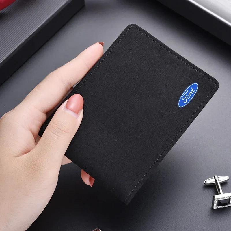 New 2026 Car Sticker Car Driver License Holder Carbon Fiber Card Bag For Ford Focus Mondeo C-max Fiesta 2009 2010 Ranger Fusion