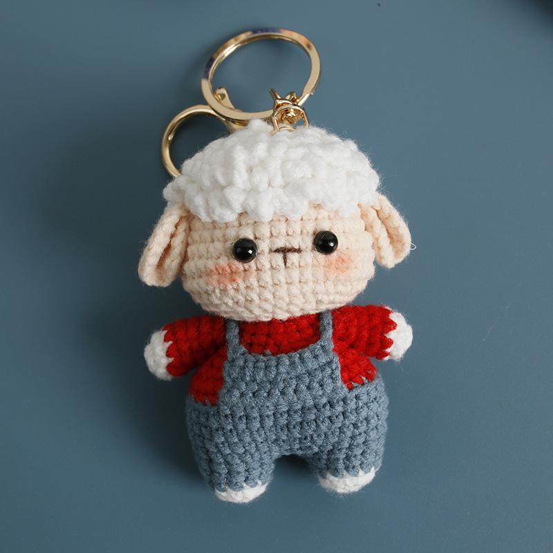 Süßer Hund Häkel Schlüsselanhänger Handgemacht Gestrickte Tierpuppe Schlüsselanhänger Für Tasche Anhänger Kleiner Hund Schlüsselanhänger Individuelles Zubehör white