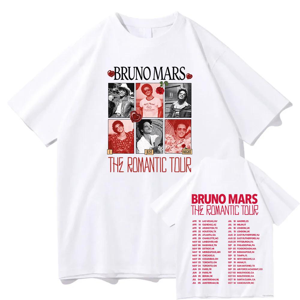 Bruno Mars The Romantic Tour2026 Pop Music Tour Graphic Printing T-shirt Cotton Hip Hop Gothic Streetwear Graphic Printing Tops