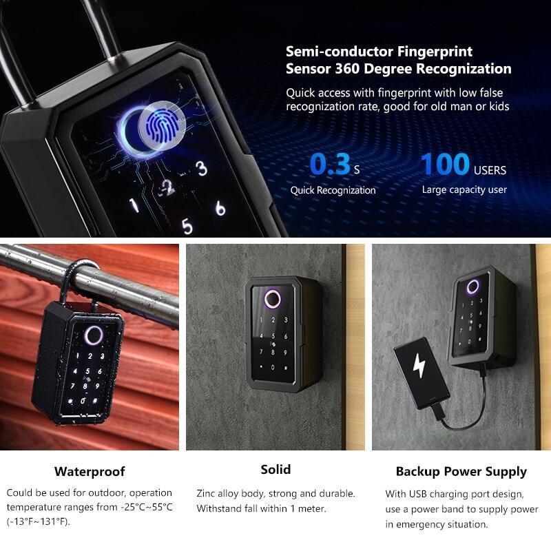 Portable Smart Fingerprint Digital Key Box TT Lock Security Password Boxes Inteligente Electronic Lock Boxes