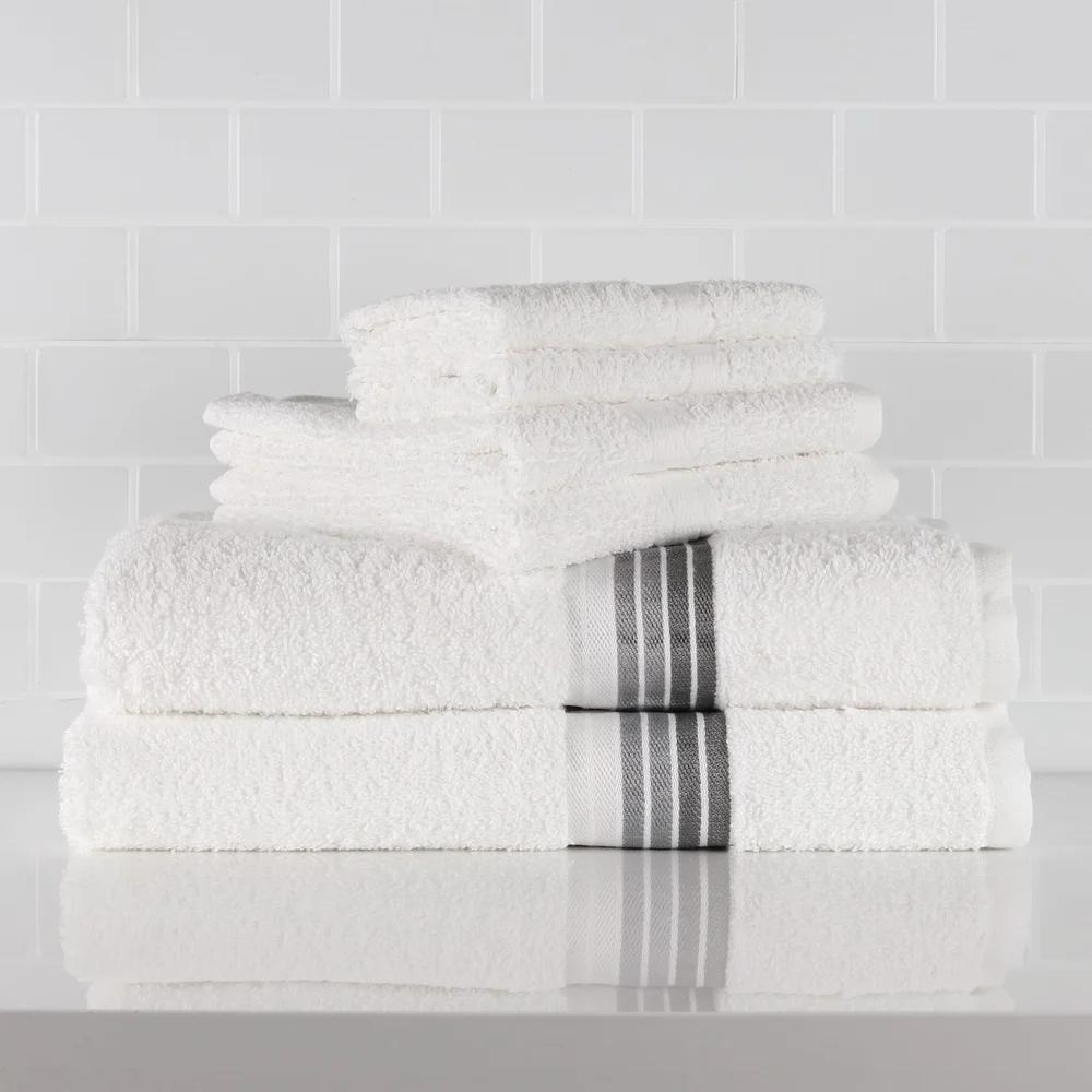 100 Cotton 6 Piece Towel Set Super Soft Absorbent Bath Hand Washcloths Oeko-Tex Certified Easy Care Durable Bathing Essentials