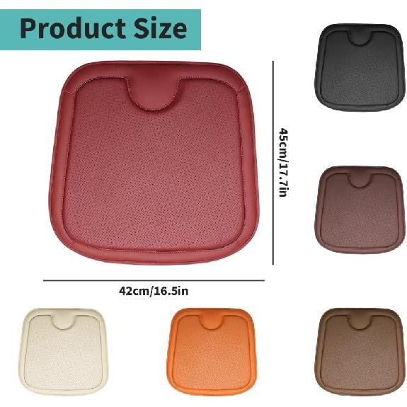 Car Front Seat Cushion Pad, Leather Car Memory Foam Heightening Seat Cushion Cover (Black)