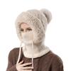 Solid Color Scarf All-In-One Hat Plush Balaclavas Hat Simple Winter Fur Cap Mask Set  Riding