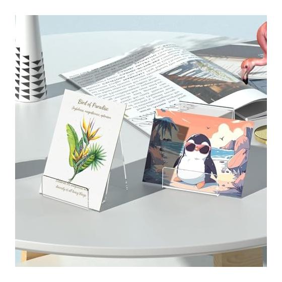 Acrylic Display Stand Set of 6, Clear Display Stands for Books, Photos, POP Ads, CDs, Cards, and Mobile Phones, Anti-Fall Design