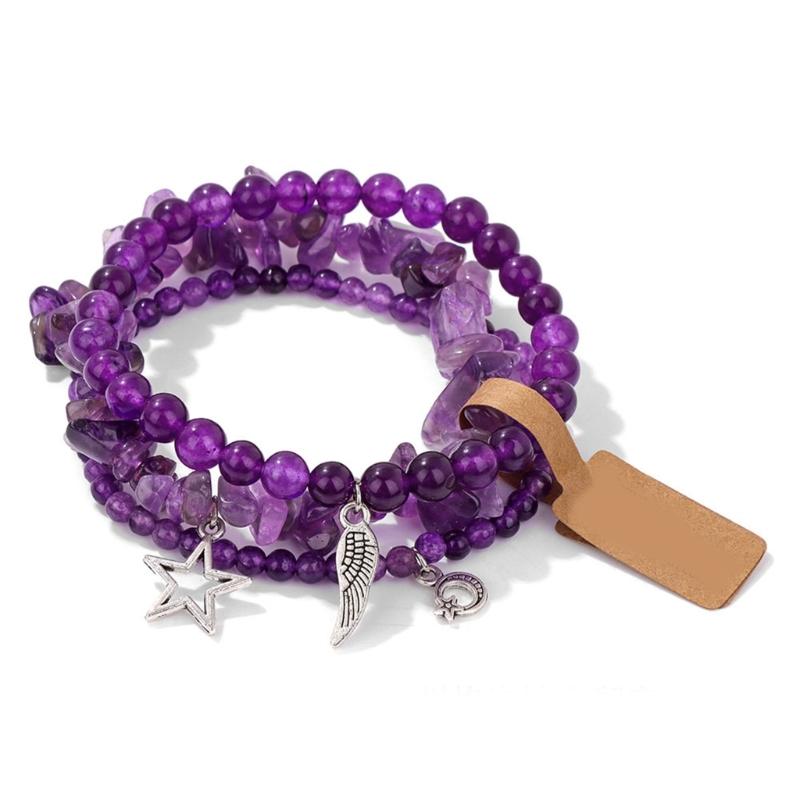 Pack Of 3 Trendy Star And Moon Pendant Bracelets For Women Fashionable Crystal Alloy Writ Chain Jewelry