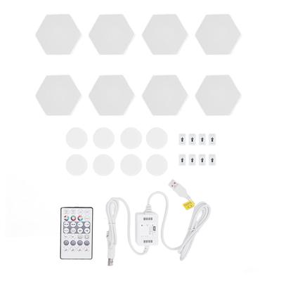 8 Set RGB LED Hex Wall Light Kit Music Sync Voice Remote Control WIFI USB RGB Wall Light Kit for