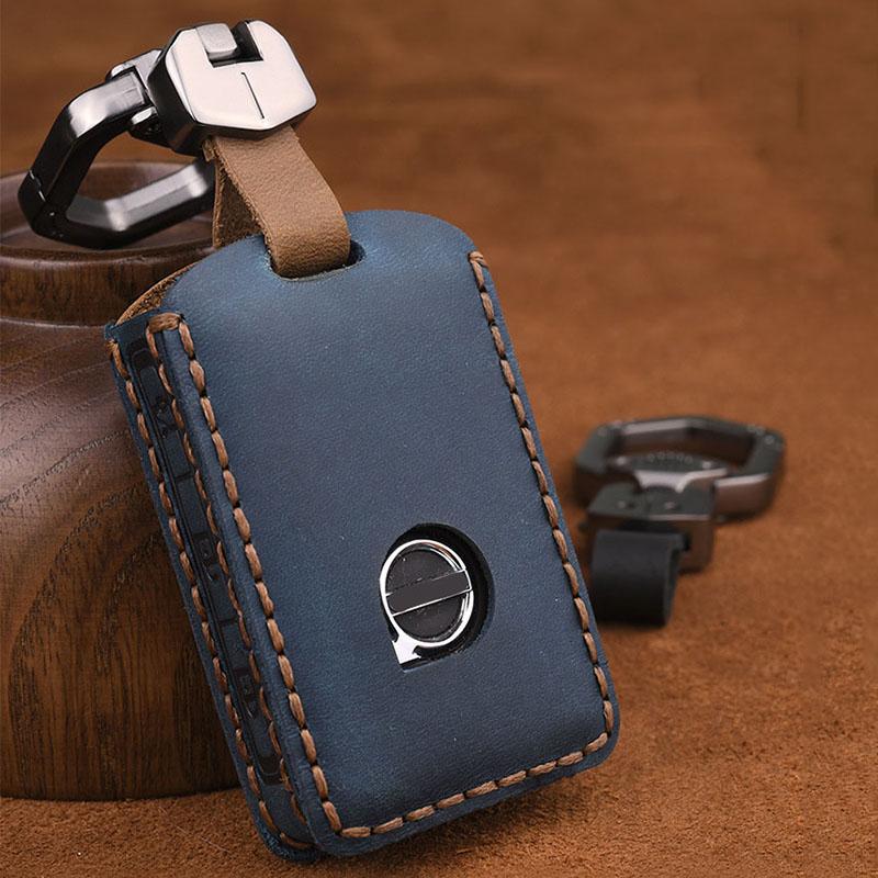 Leather Car Key Cover Case for Volvo S60 S90 XC40 XC60 XC90 V60 V90 Key Shell Protector Auto Accessory Ring Covers