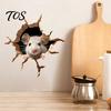 Funny Home Beautification Peeking Mouse Wall Sticker, 3D Broken Hole Effect Decals, Glass Reusable Window Stickers Stickers, Removable PVC Art
