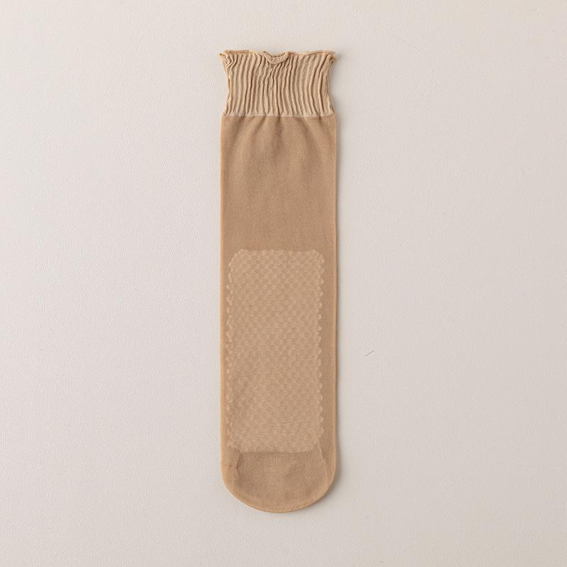 Crystal Short Stockings for Women, Thin and Durable for Spring, Autumn, and Summer, Anti-snag, Black and Flesh-colored, Cotton-soled, Seamless