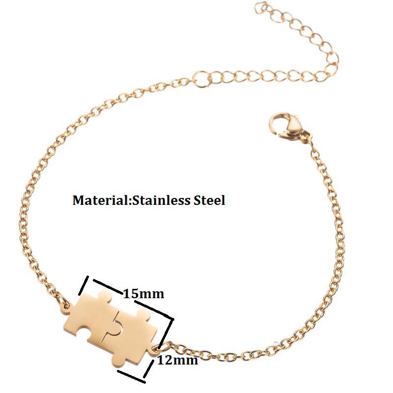 Vielseitiges Edelstahl-Paar-Puzzle-Anhänger-Armband - Unisex Verstellbares Design