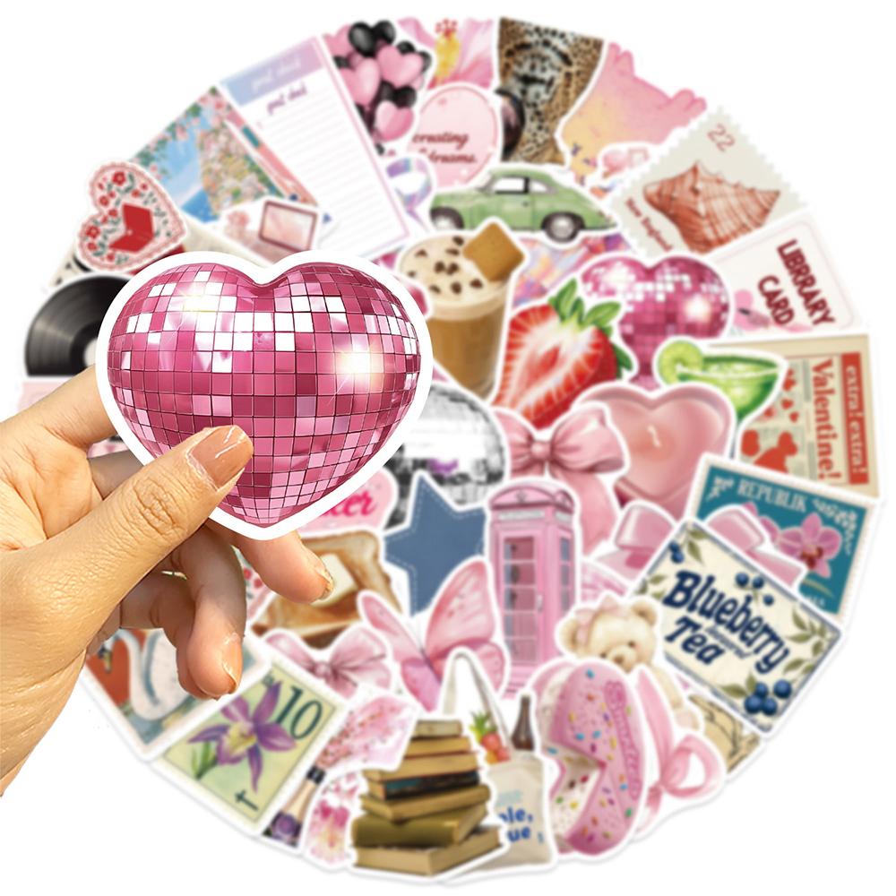 10/30/50pcs Cute Pink Aesthetic Stickers Y2K Graffiti Waterproof Decal DIY Laptop Journal Notebook INS Style Cartoon Sticker Toy