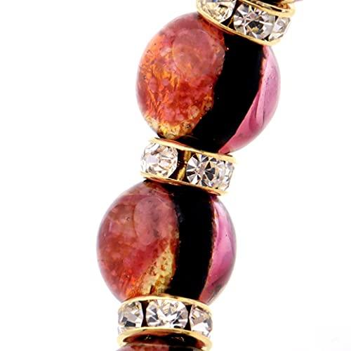 [GOLD STONE] Glowing Firefly Glass Bracelet, Kerama Sunset Orange, Sparkling Okinawa Power Stone, Inner Circumference: Approx. 18.5cm