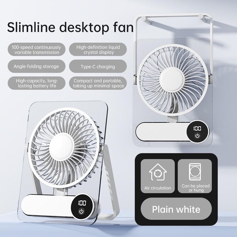 Portable USB Rechargeable Folding Fan - Compact Electric Fan for Home and Outdoor Use + Data Cable