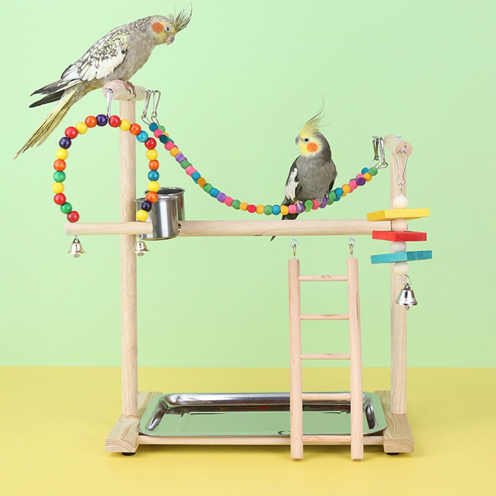 Lovebird Parrots Cage Perch Stand Bridge Colorful Swing Climbing Wooden Training Ladder Toy for Bird