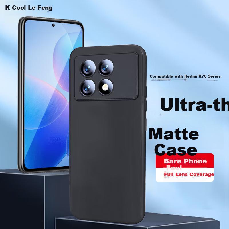 CoolerFang Skin Feel | Anti-FingerprintRedmi K70 Phone Case Protective Cover Xiaomi Redmi K70 Pro Shockproof Matte Full Coverage Soft Black Case