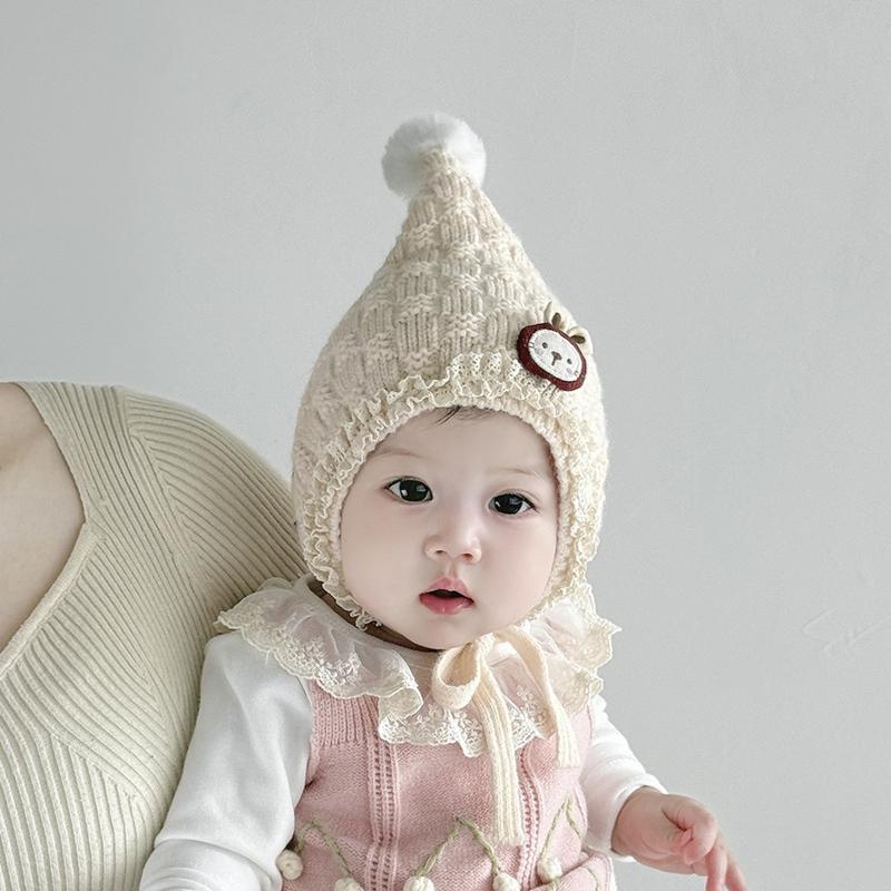 5 Colors Winter Baby Girls Hat Cute Ear Protection Cap for Infant Warm Knitted Beanie Hats Kids Lovely Pixie Cap 6-24M