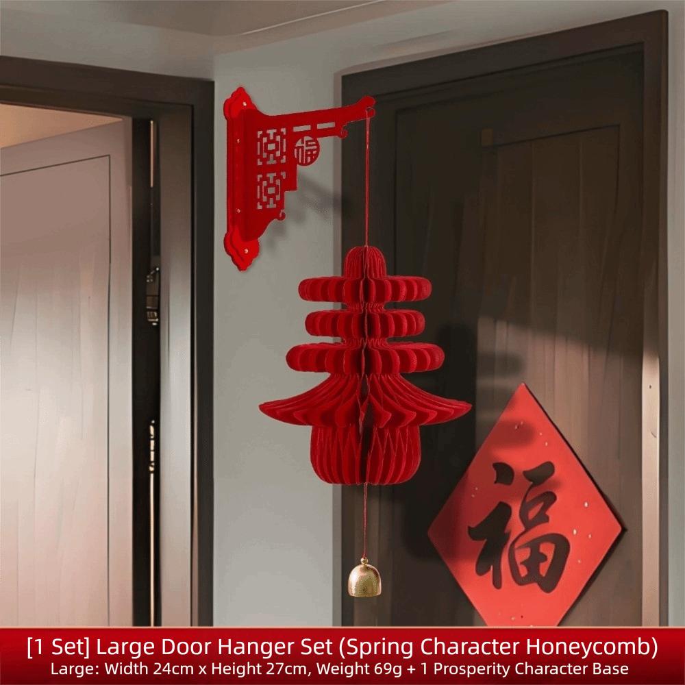 Paper New Year Decorations Red Honeycomb Paper Honeycomb Lantern 2026 Hanging Pendant Patio Decor