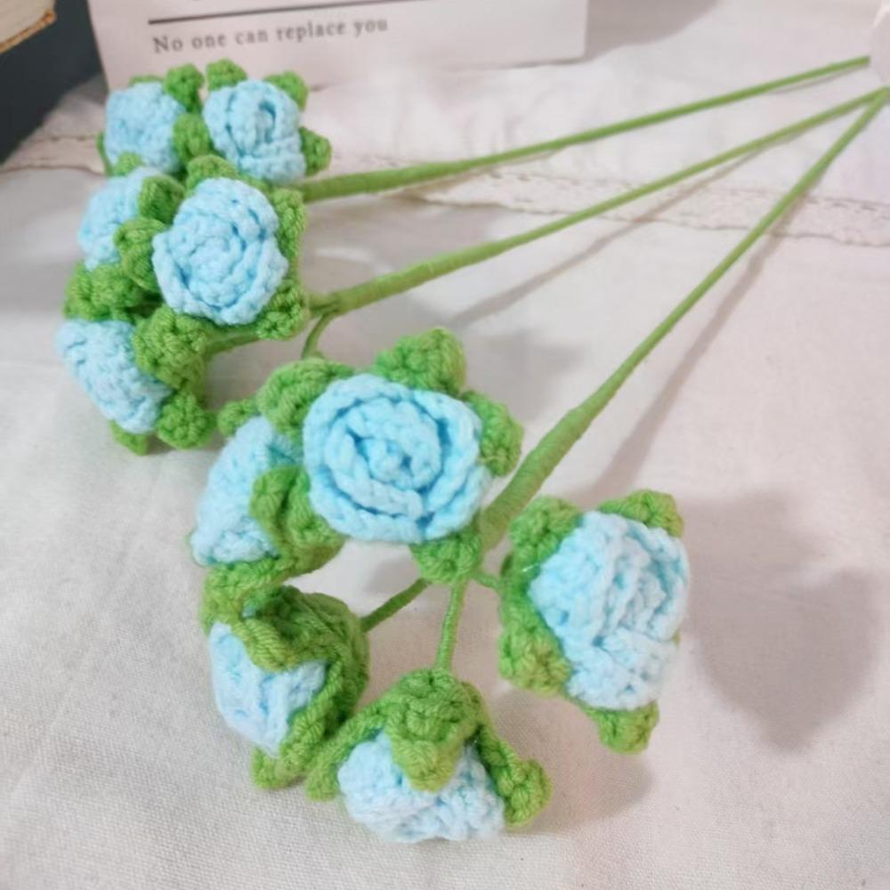 Homemade Crochet Artificial Flowers Cute Woven Plants Branch Wedding Party Decor
