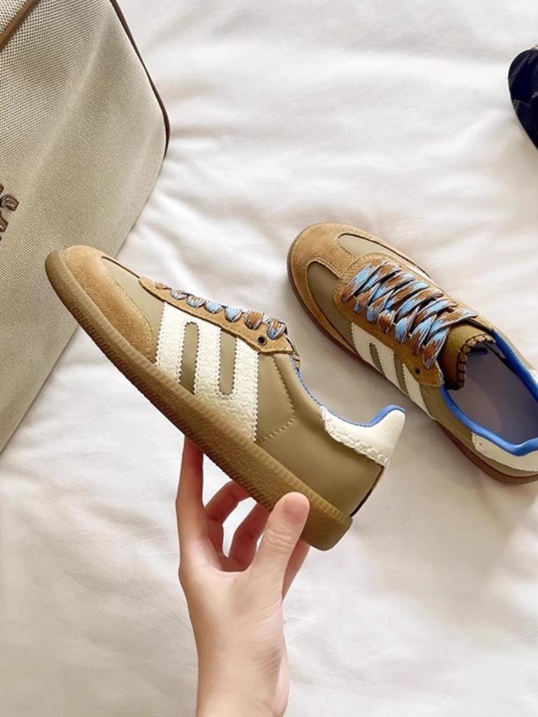 DONGJI Retro Genuine Leather Color Block German Trainer Casual Sneakers - Spring 2025 Edition