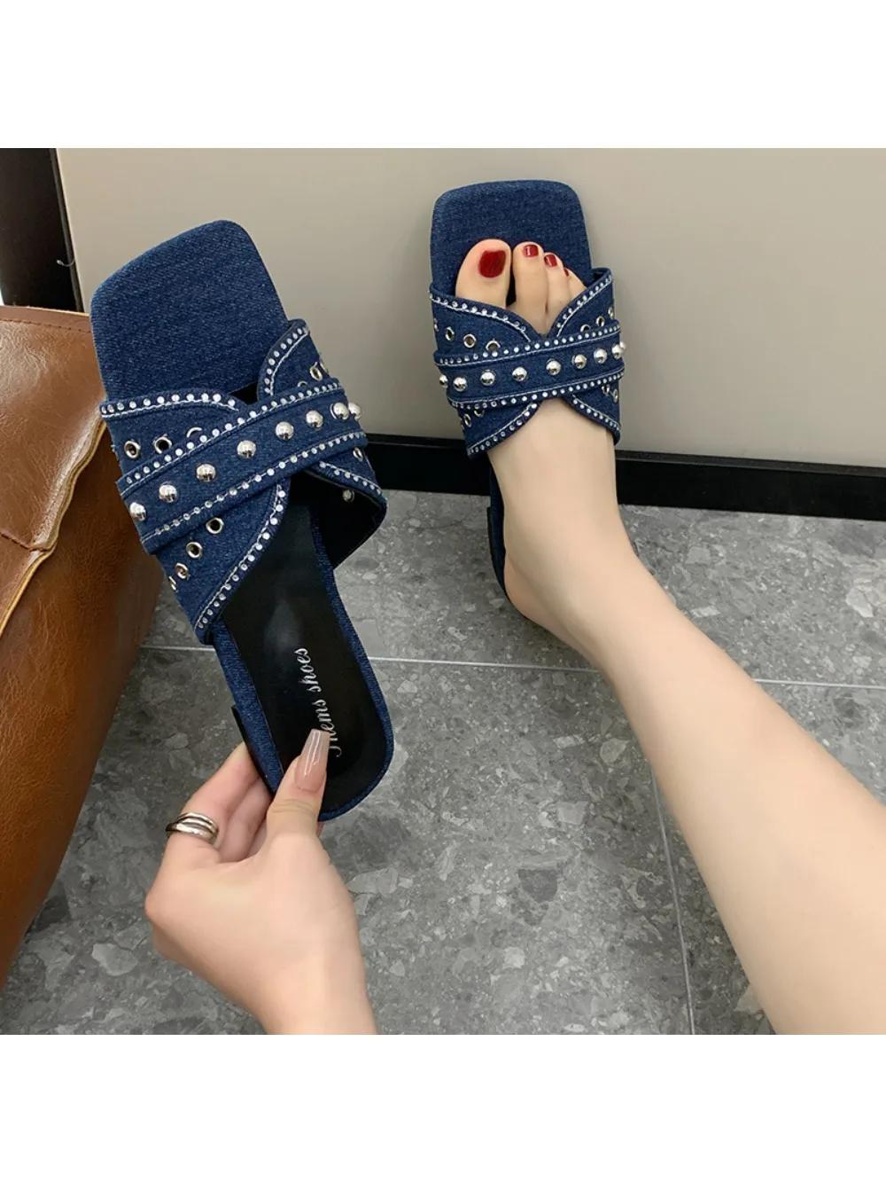 

Fashion Women Shoes Open Toe Slippers Walking 2024 Summer New Fashion Beach Flip Flops Sandals Designer Slides Mujer Shoes sandalias 35 синий