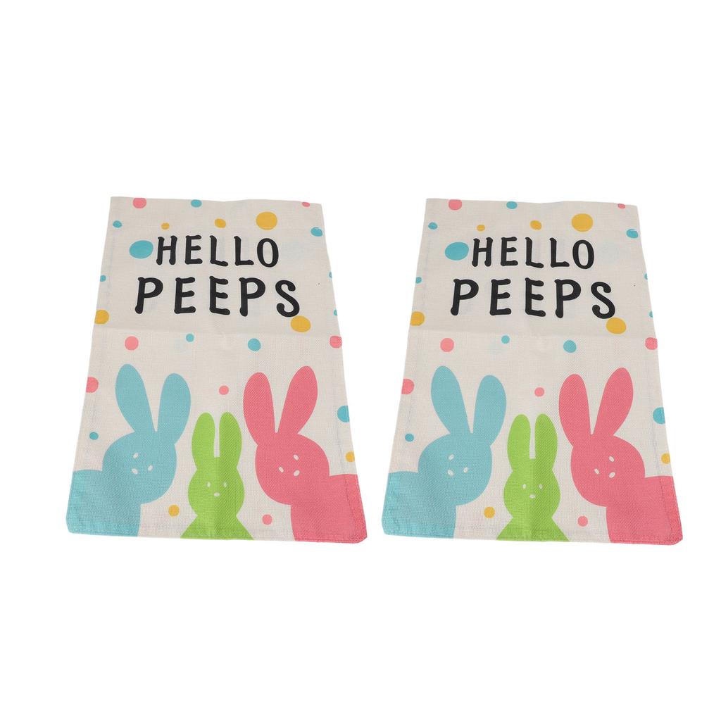 2Pcs Easter Garden Flag Polyester Weatherproof 2 Sided Decorative Bunny Yard Flag for Patio Terrace