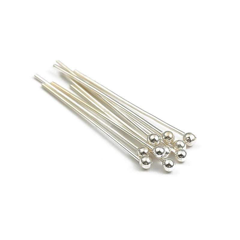 [15-50mm] 925 Sterling Silver Eye Head Pins Flat Head Pins T Shape Needles Ball Head Pins for Jewelry Making DIY 2pcs