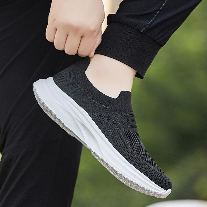 Flying Woven Running Shoes Autumn Low-top Foot-covering Mesh Lightweight Breathable Casual Walking Sports Shoes