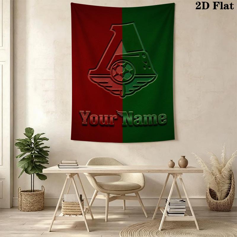 Name Custom FC Lokomotiv Moscow Wall Tapestry Aesthetic Wall Hanging Printed Fabric Blanket Decorative Tapestries for Bedroom Living Room Home Decor