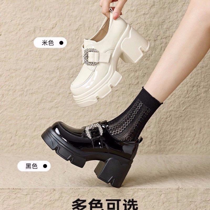 Fashion Autumn Women's Casual Classic Sweet Loafers Thick Sole Fashion Thick Heel Women's Mary Jane High Heels Zapatillas De Deporte