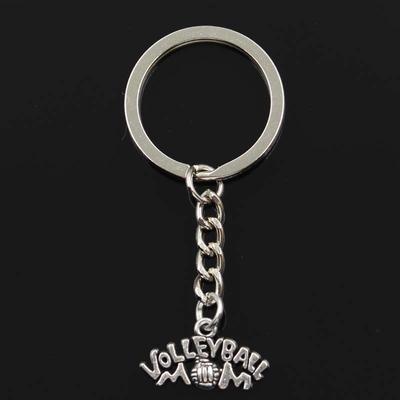 Mode Schlüsselbund 13x23mm Volleyball Mom Silber Farbe Anhänger DIY Männer Schmuck Auto Schlüssel Kette Ring Halter Souvenir für Geschenk