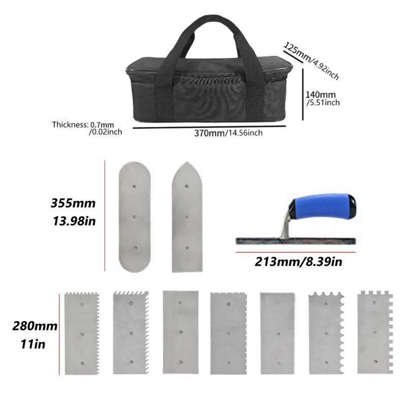 9Pcs Stainless Steel Trowel Plastering Trowel Interchangeable Wall Construction Concrete Finishing Tool Finishing Trowel