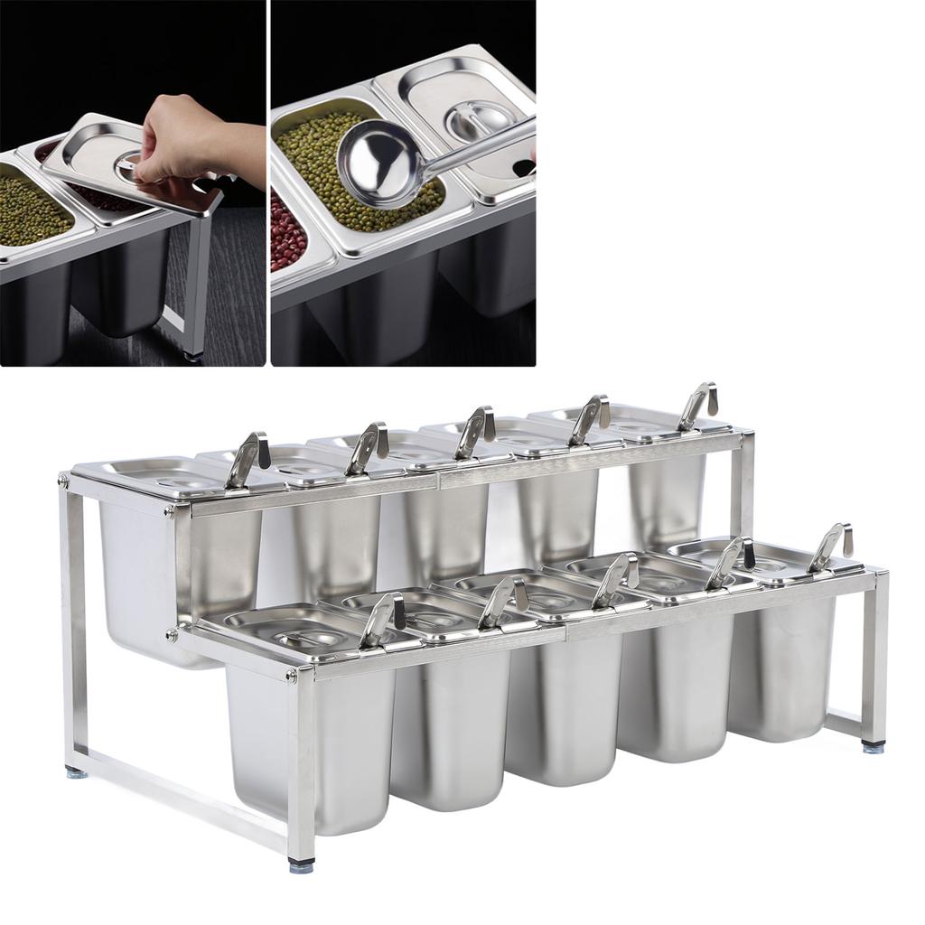 Telescopic Condiment Dispenser Dual Layers Stainless Steel Jam Pot Rack for Milk T Shop Household