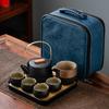 Quality Chinese Tea Set Hand-held Black Ceramic Teapot Teacup Set Kung Fu Tea Set Tea Box Purple Sand Charm Tea Pet Tea Ceremony