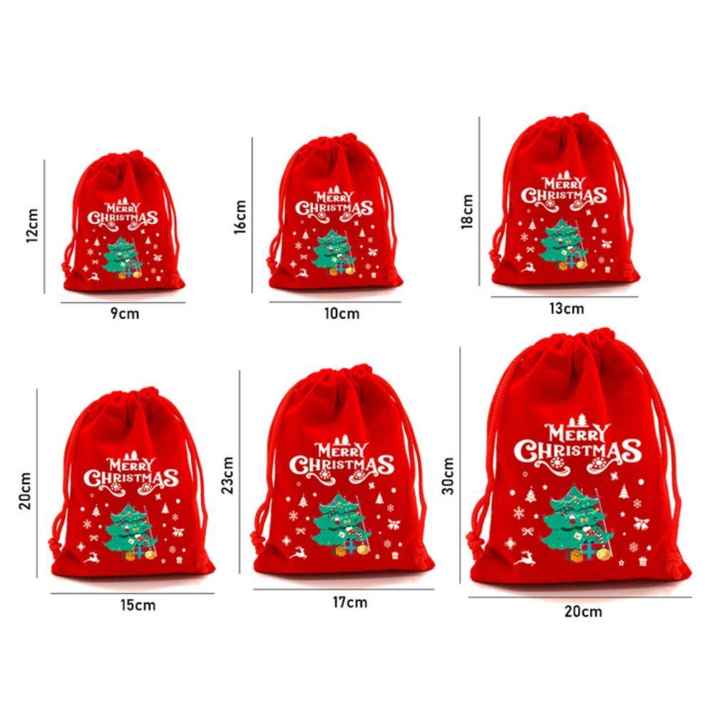 5/10pcs Drawstring Pouch Christmas Velvet Bags Jewelry Packaging Storage Bag  For Christmas