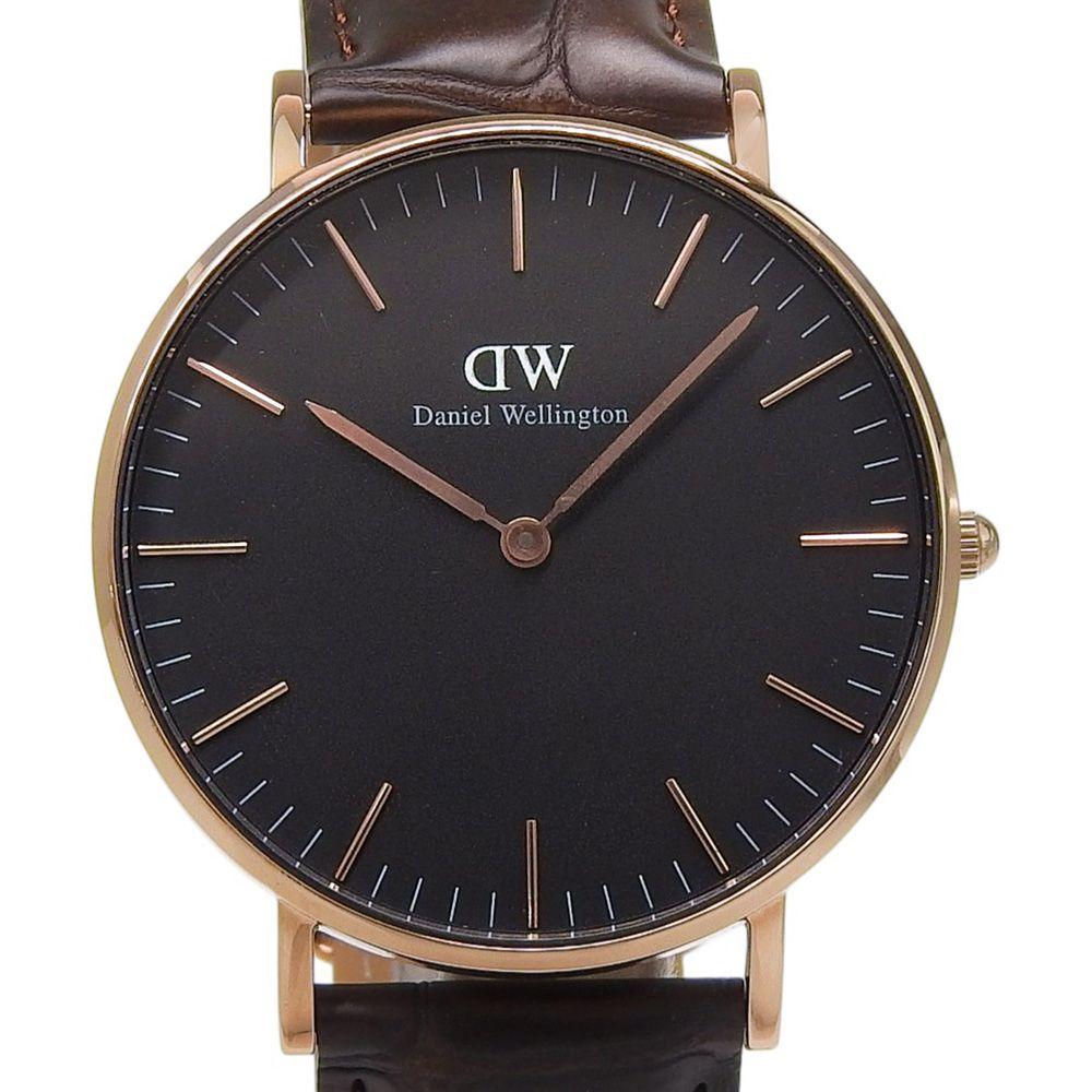 Used [Daniel Wellington] Daniel Wellington DW00100140 Stainless Steel x Leather Gold Quartz Analog Display Men s Brown Dial Watch