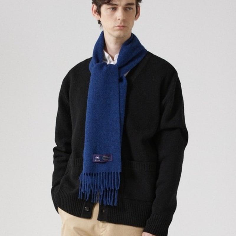 ABRAHAM MOON Merino Wool Muffler 25cm - Mid Blue