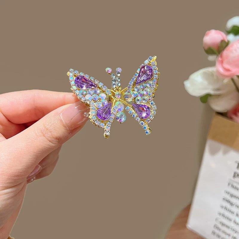 New Korean Rhinestone Butterfly Hair Clip Women Three-dimensional Exquisite Side Bangs Clip Hairpin Children Hair Accessories