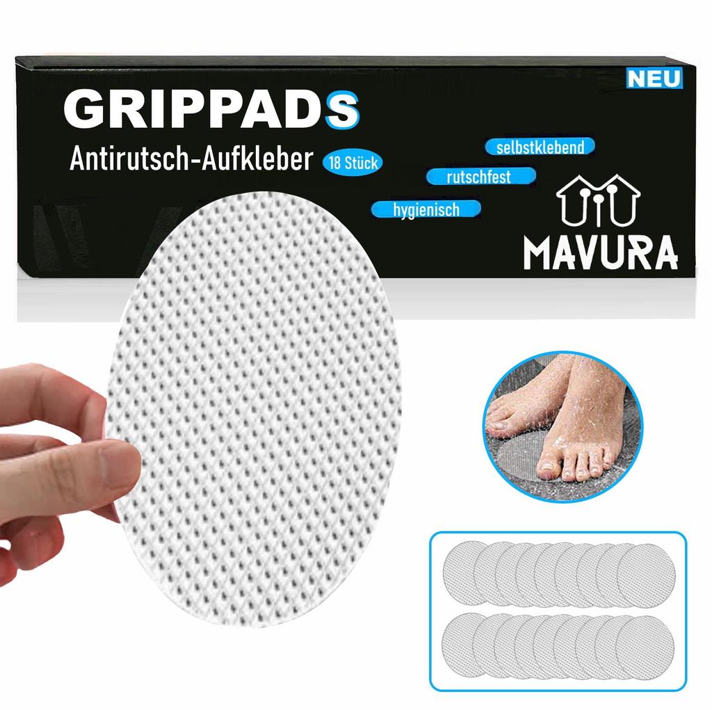 GRIPPADS Lot de 18 bandes autocollantes antidérapantes pour bain et douche