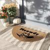 Cowboy Cat Mat Meowdy Funny Lettering Brown Felt NonSlip Half Round Doormat for Front Door Entrance Western Pet Welcome Rug