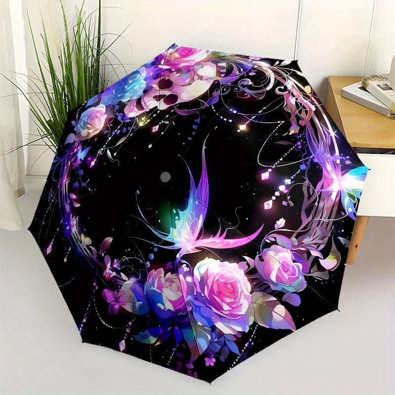 

1pc Skull Flowers Butterfly Fantasy Artwork Umbrella with Plastic Handle,Suitable for All Seasons Home Travel Outdoor UmbrellaB1827