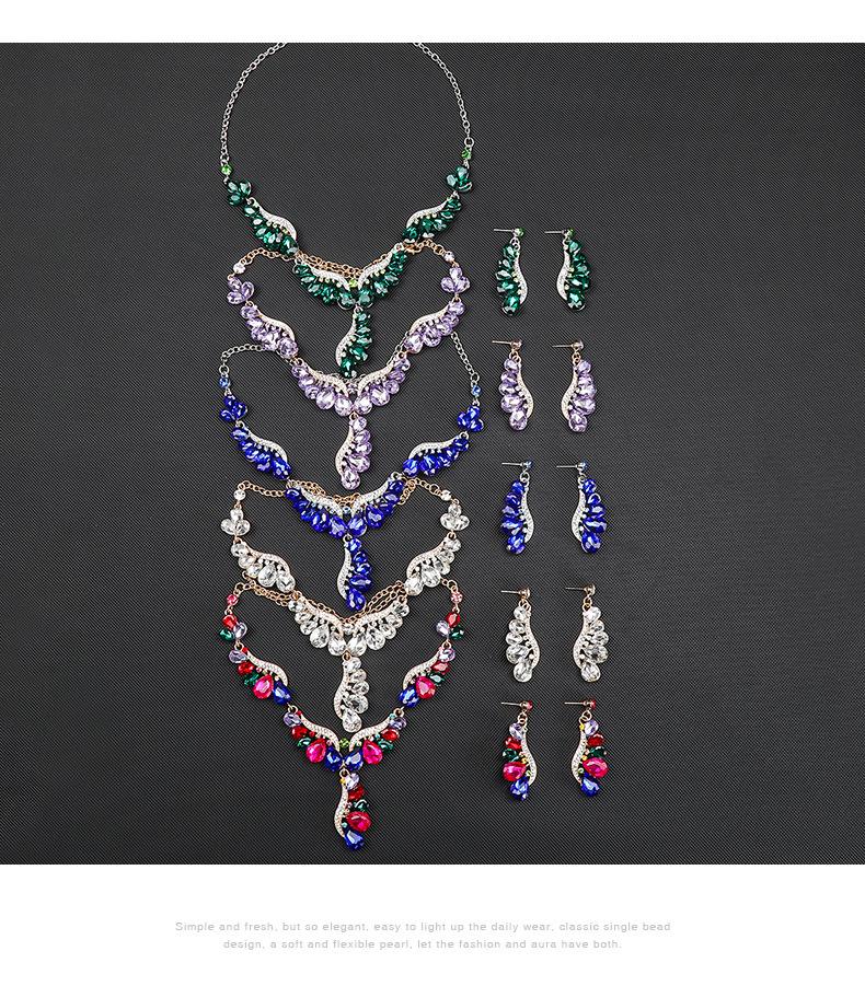 Luxury European & American Teardrop Gemstone Jewelry Set: Necklace and Earrings for Evening Banquets
